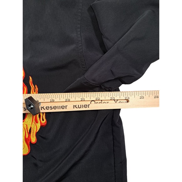 Silver Point Authentic Original Men's Polyester Button-Up Shirt Black with Fire - Picture 3 of 8